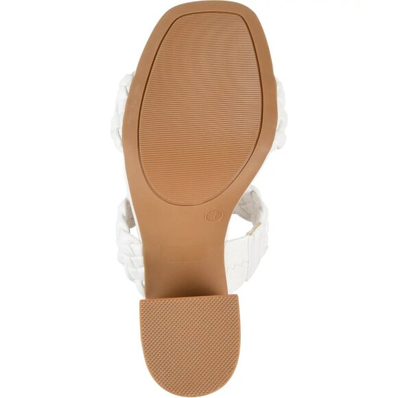 Journee Collection Womens Melissa Woven Sandals White 9W Block Heel MSRP $59 - Picture 5 of 5